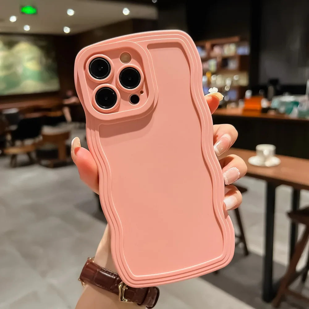 Fashion Cute Solid Curly Wave Phone Case