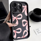 Liquid Silicone Pink Bowknot Bow Shockproof Soft Phone Case