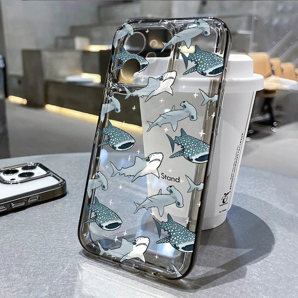 Lovely Fishes Back Soft Cover Liquid Silicone Shockproof Phone Case