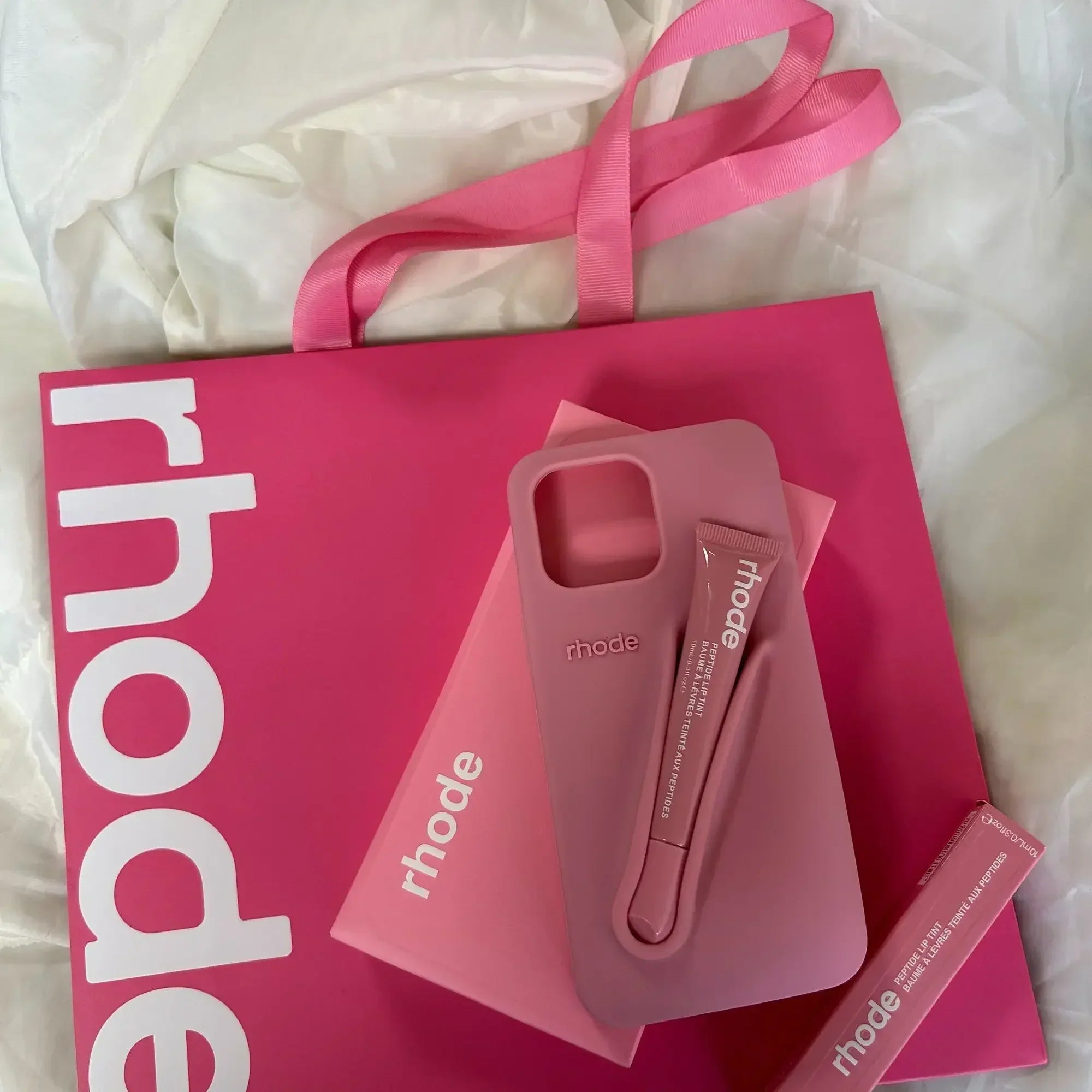 Rhode Lip Portable Silicone Phone Case, Protective Cover for Lipstick Set, Gift & Shopping Essential