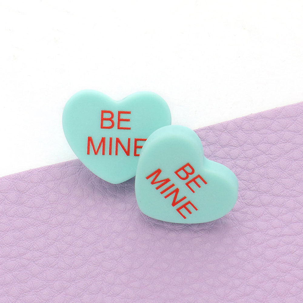 BE MINE Message Heart Stud Earrings