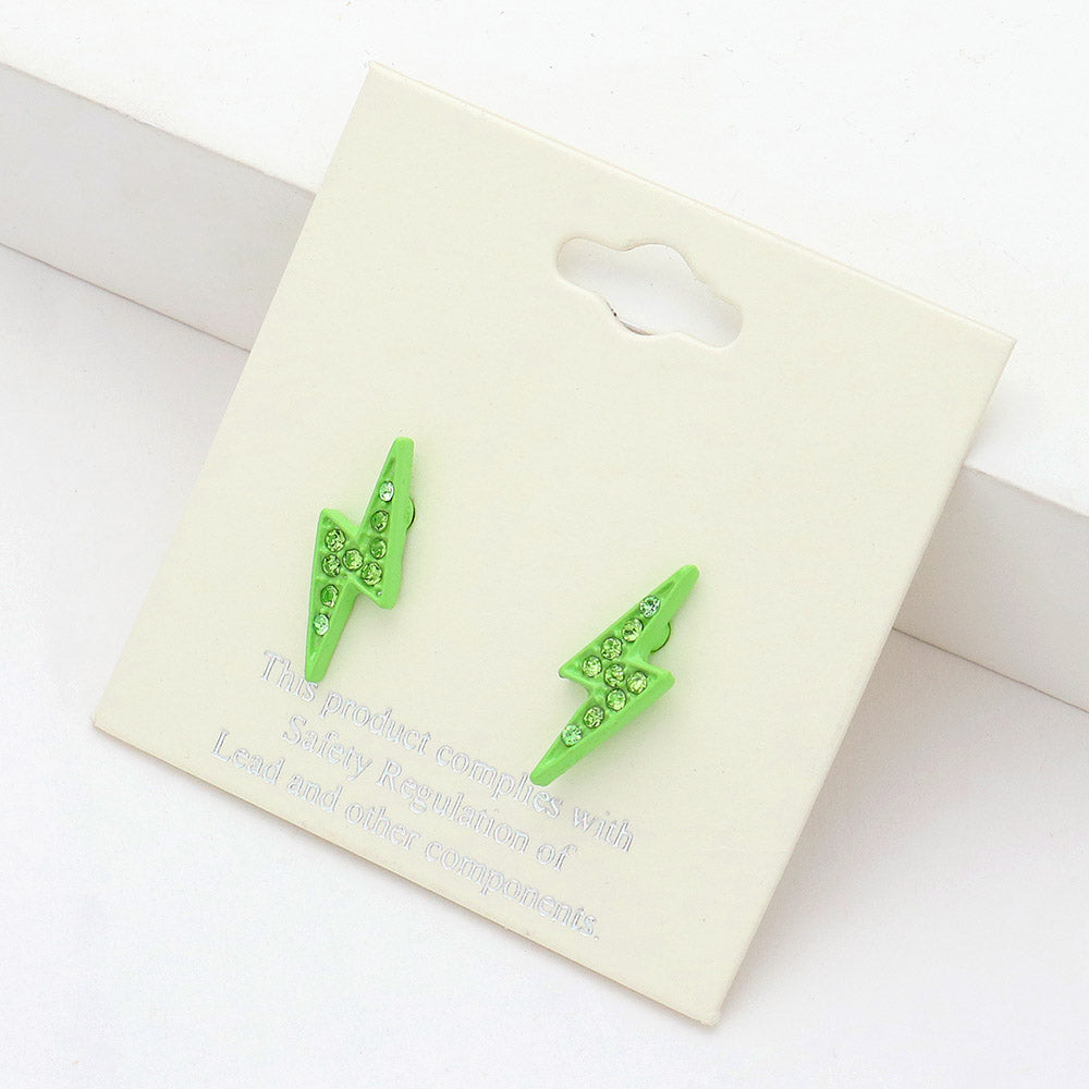 Crystal Paved Lightning Stud Earrings