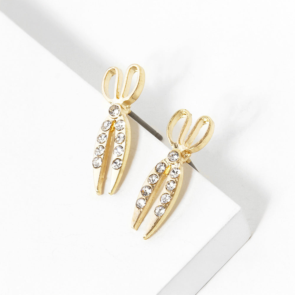 Crystal Pave Scissors Stud Earrings