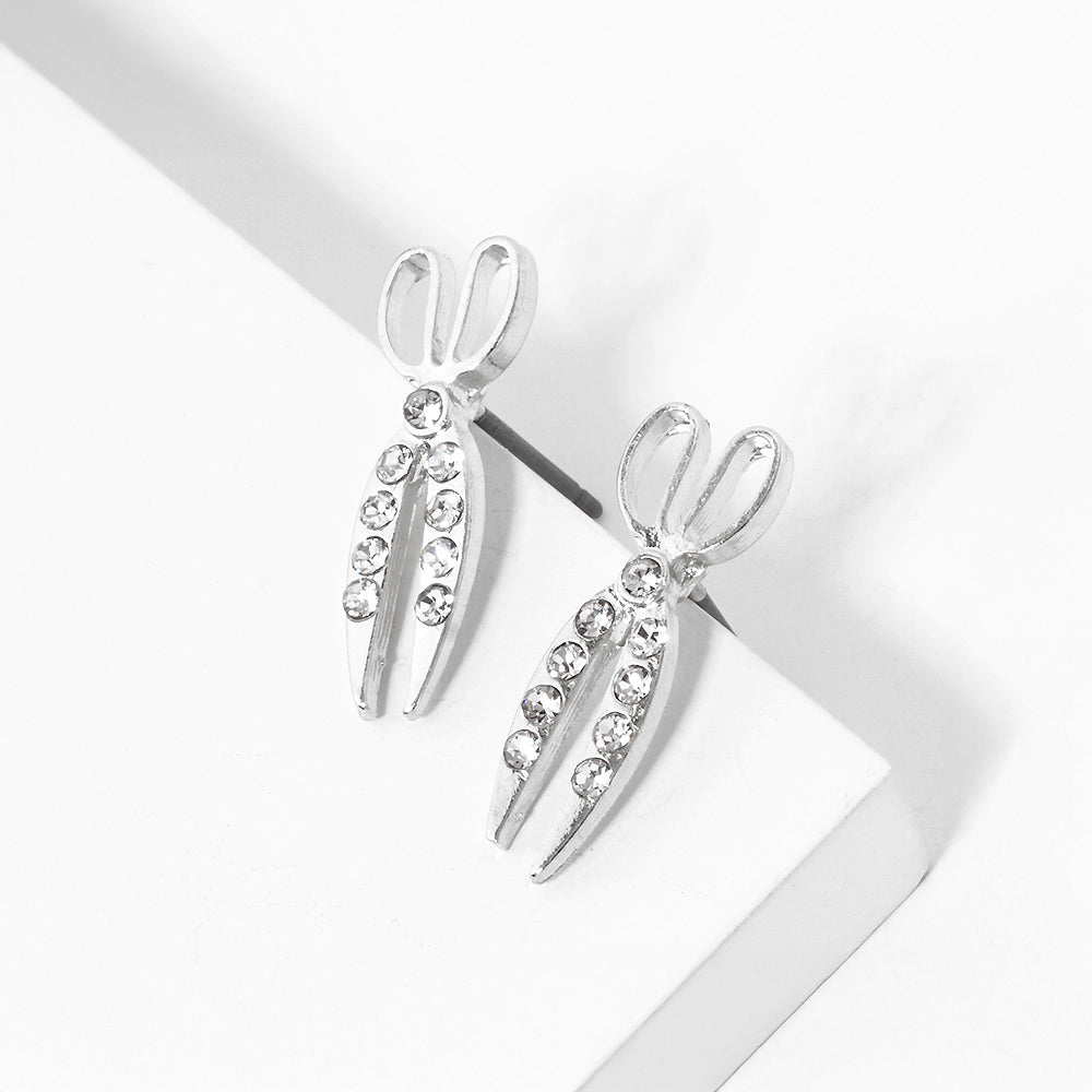 Crystal Paved Scissors Stud Earrings