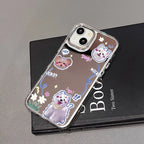 Blue Silver Plated Mirror English Transparent Frame Phone Case