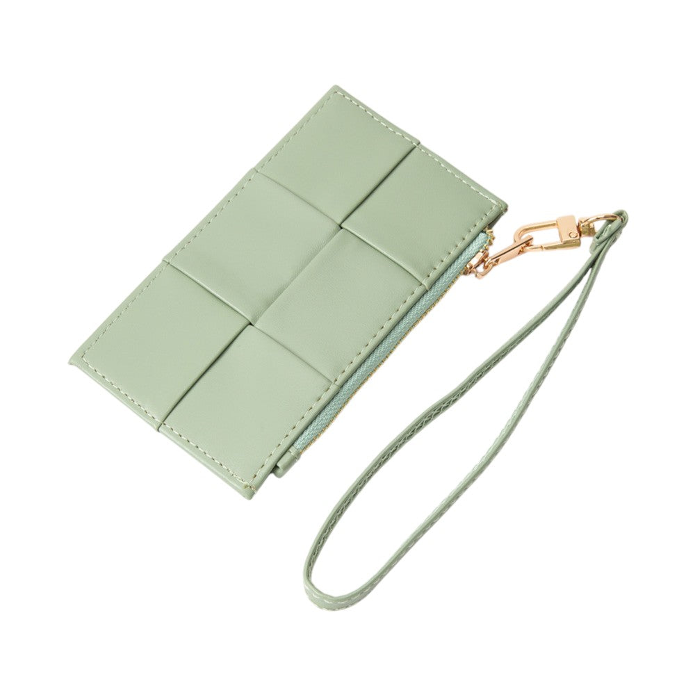 Faux Leather Weave Flat  Coin Wallet