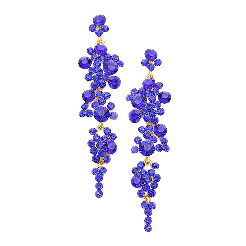Bubble Stone Cluster Dangle Evening Earrings