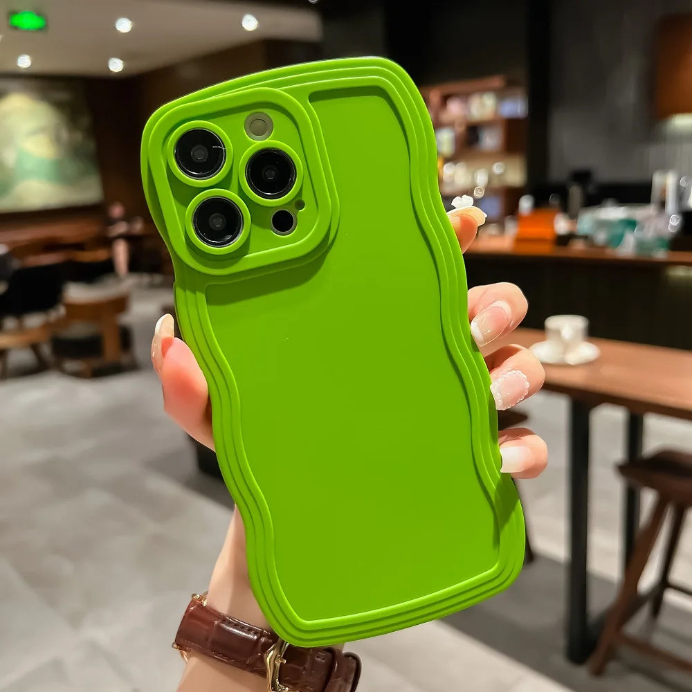 Fashion Cute Solid Curly Wave Phone Case