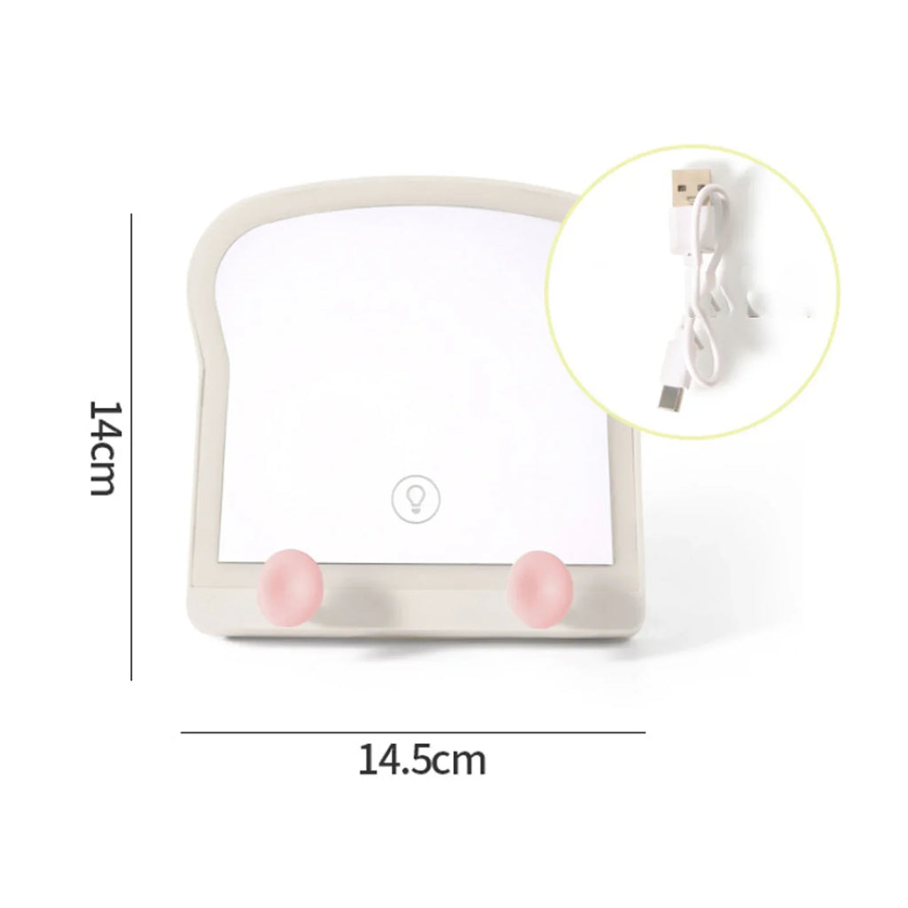 Kawaii Toast LED Makeup Mirror