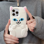 Cute Cartoon One-Finger Salute Cat Phone Case