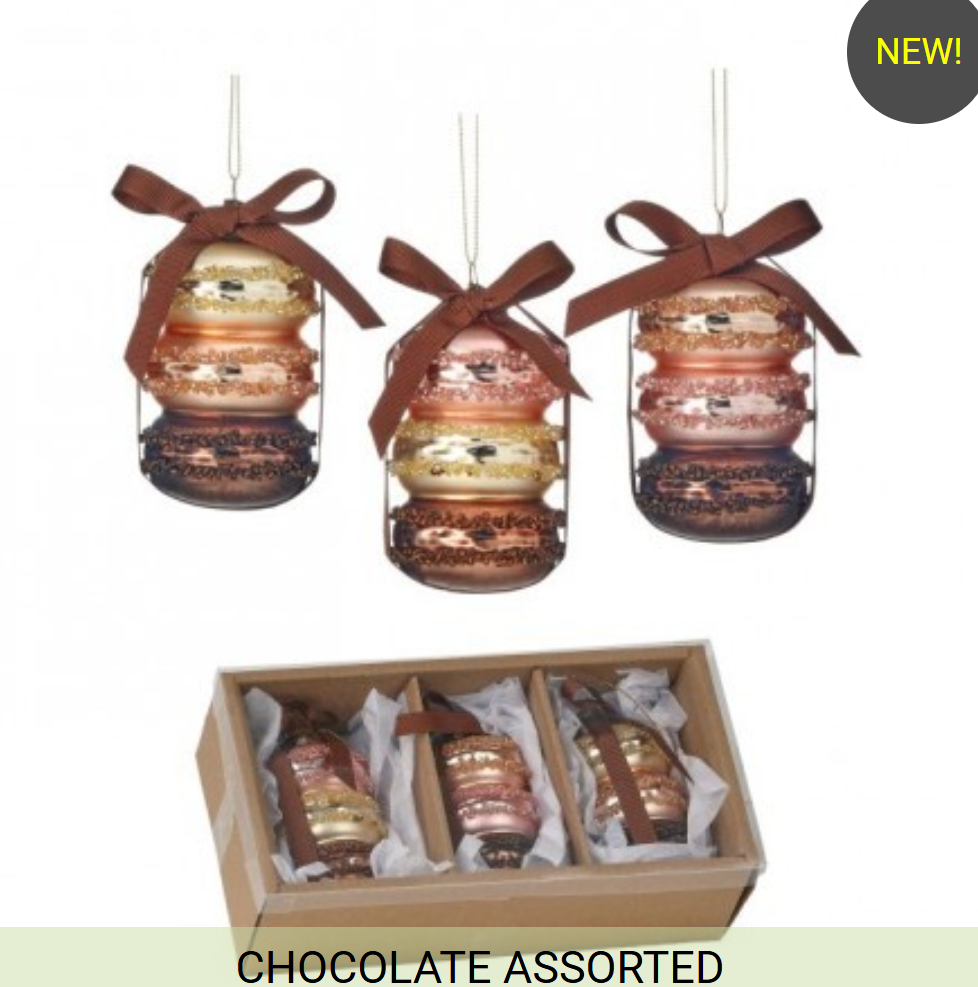 GLASS MACAROON ORNAMENT SET