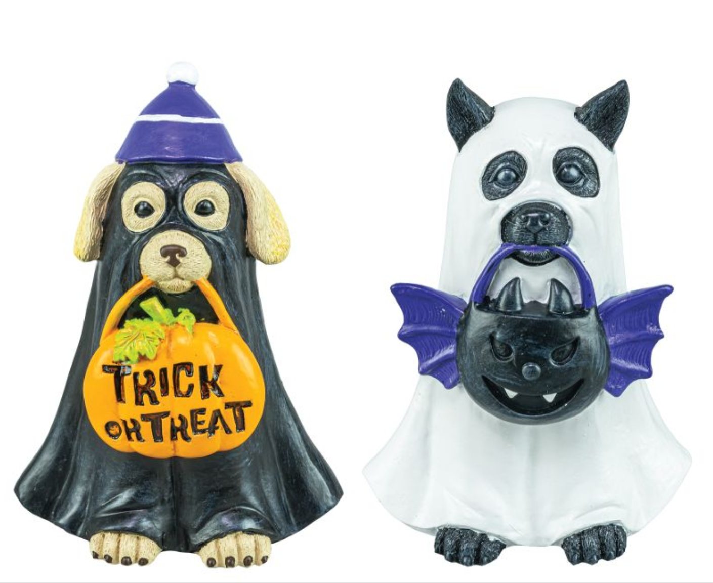 GHOSTLY DOG AND CAT TRICK OR TREATERS