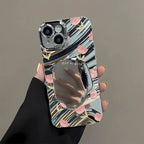 Cute Cat Wave Makeup Mirror Phone Case