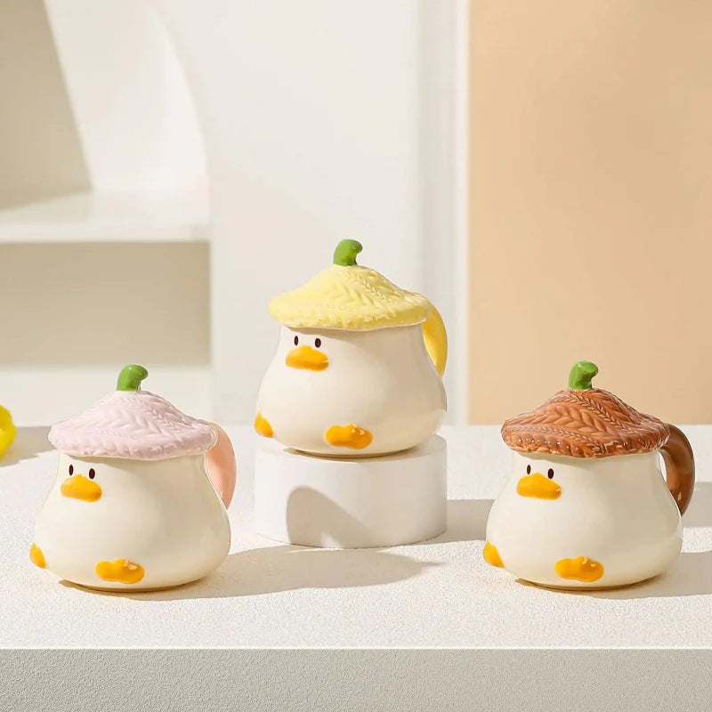 Kawaii Duck Mug With Lid