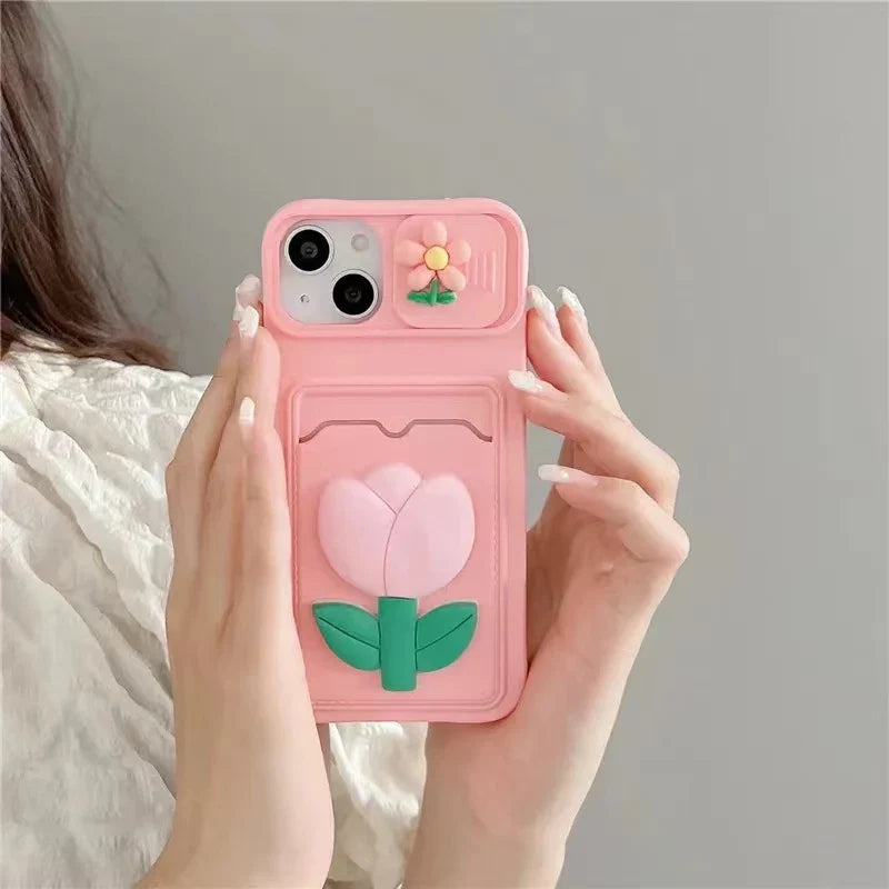 Simple Love Silicone Wallet Card Phone Case