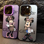 Fashion Leopard Print Minnie Plating Matte Phone Case