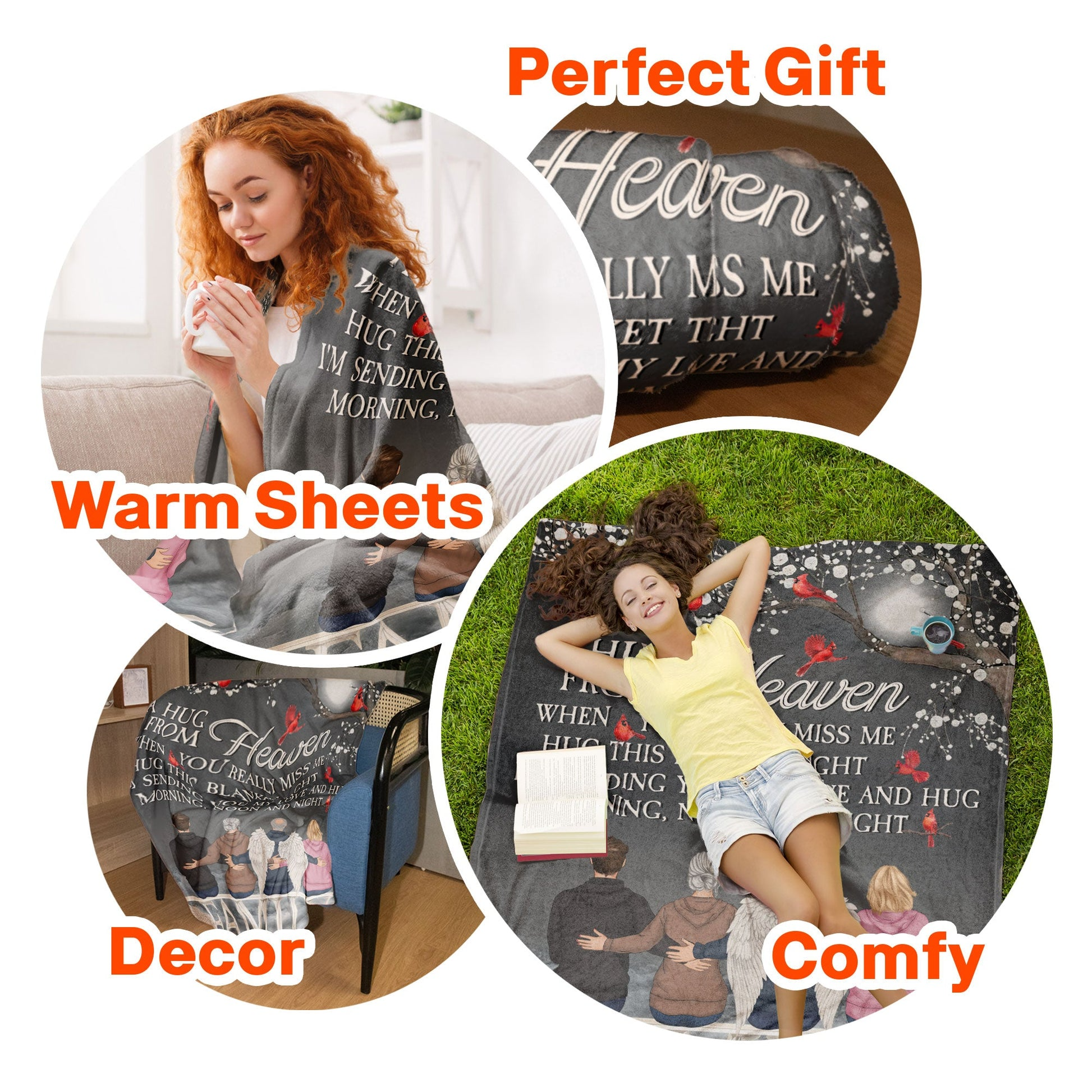 A Hug From Heaven - Human Memorial Personalized Custom Blanket - Memorial Gift For Family For Christmas