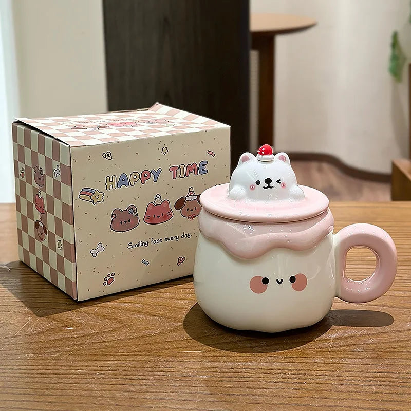Kawaii Animal Pudding Ceramic Mugs