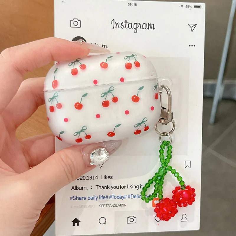 Cute Cherry Print AirPods Case