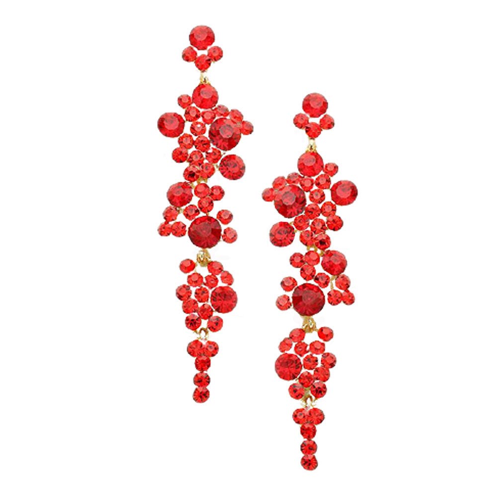 Bubble Stone Cluster Dangle Evening Earrings