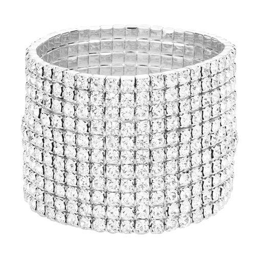 11-Row Crystal Rhinestone Stretchable Bracelet