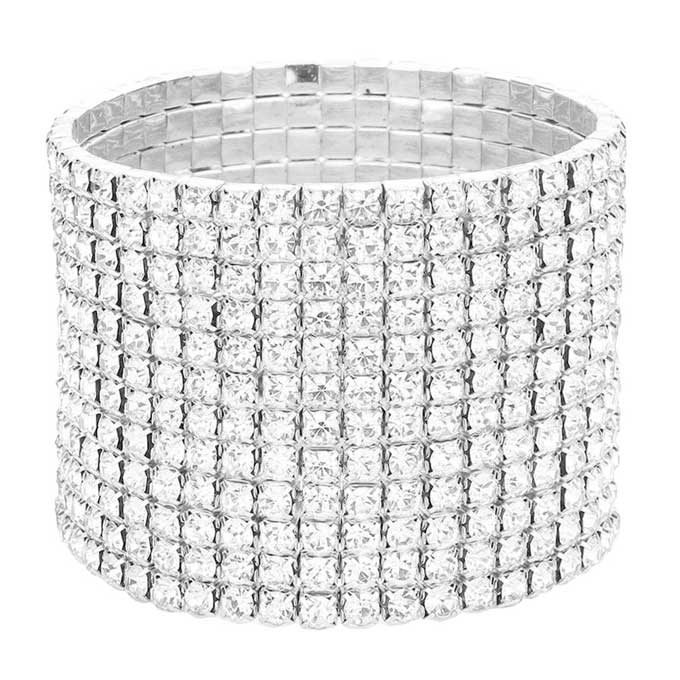 12-Row Crystal Rhinestone Stretchable Bracelet