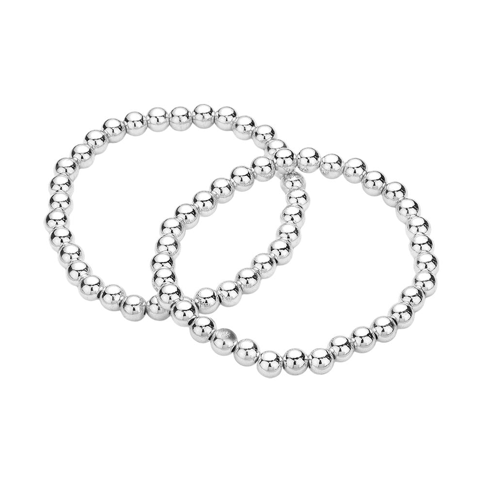2PCS - Stainless Steel Ball Stretch Multi Layered Bracelets