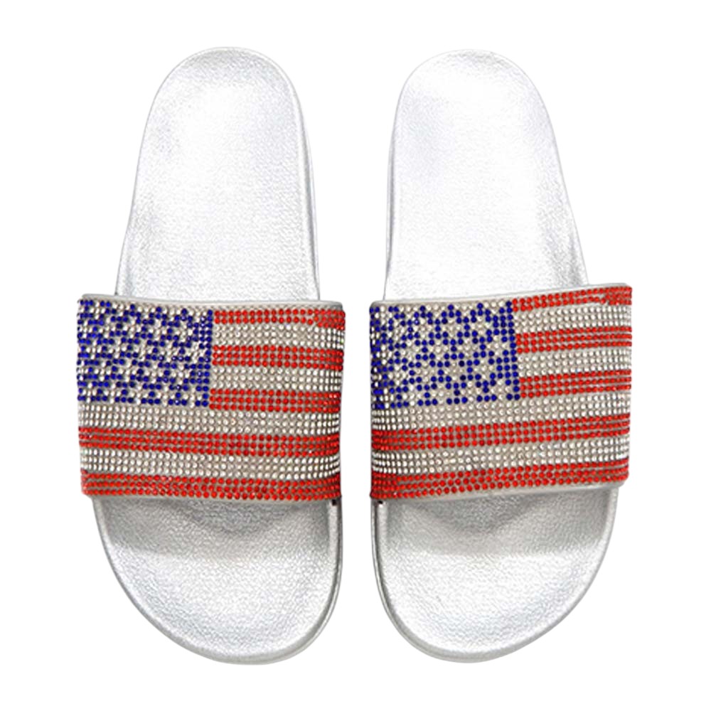 Bling American USA Flag Slide Sandal Slippers
