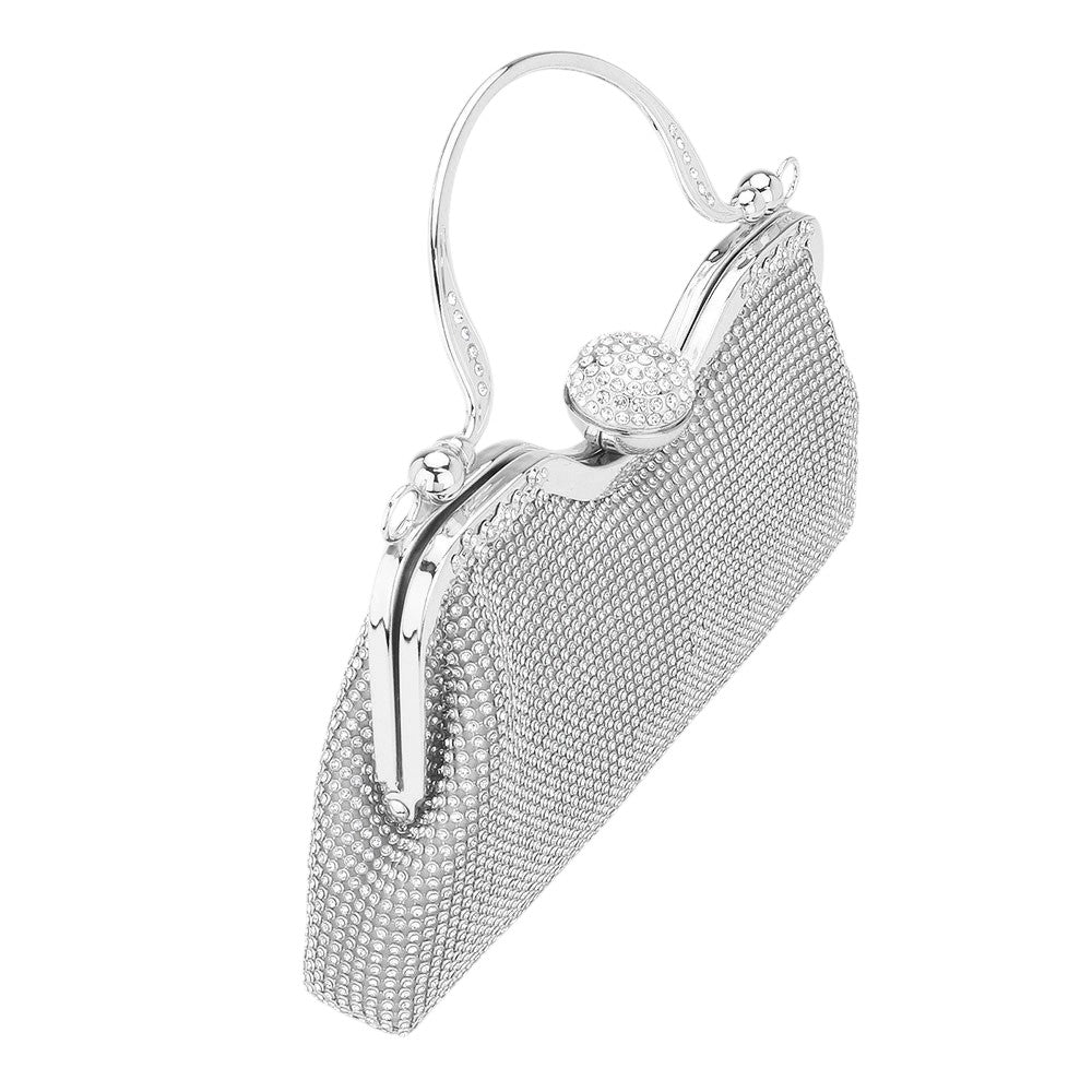 Bling Rhinestone Mesh Top Handle Evening Bag Crossbody Bag