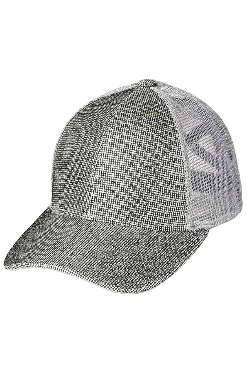 C.C Criss Cross Glitter Mesh Baseball Cap