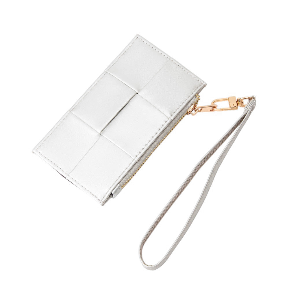 Faux Leather Weave Flat  Coin Wallet