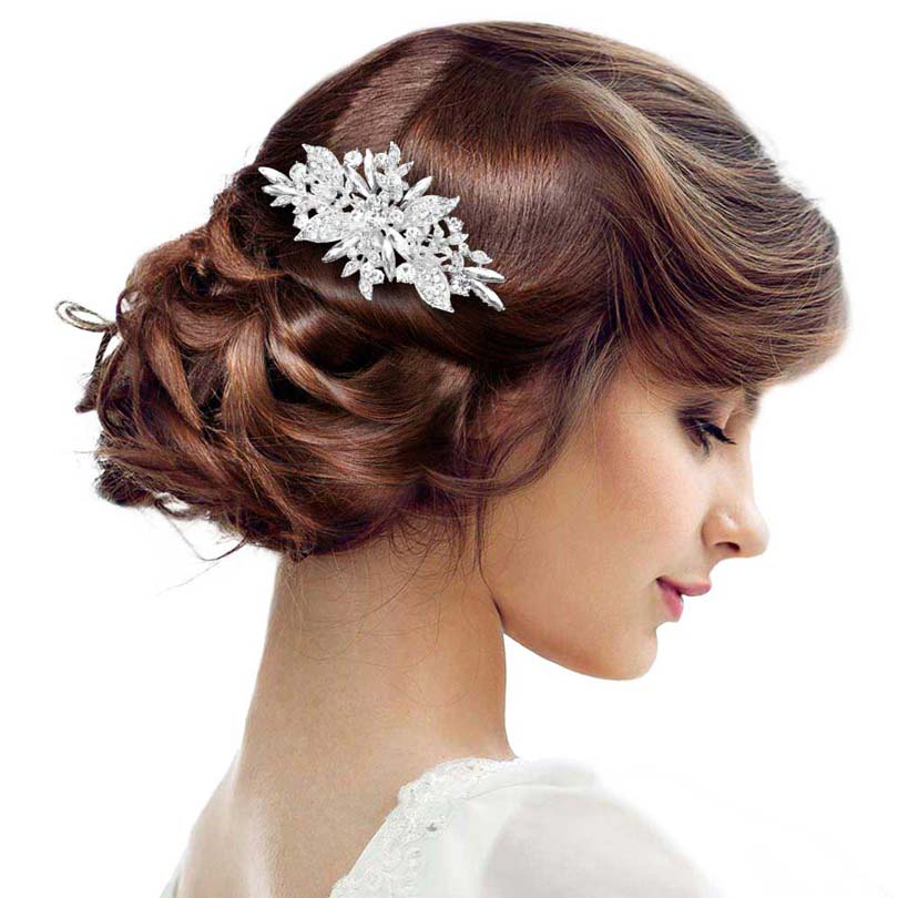Flower Stone Cluster Embellished Hair Comb