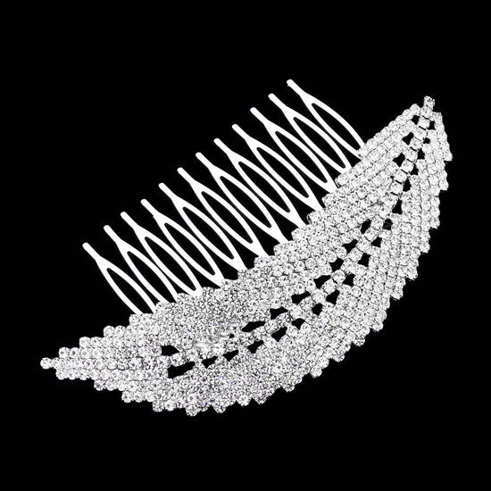 Rhinestone Pave Leaf Hair Comb