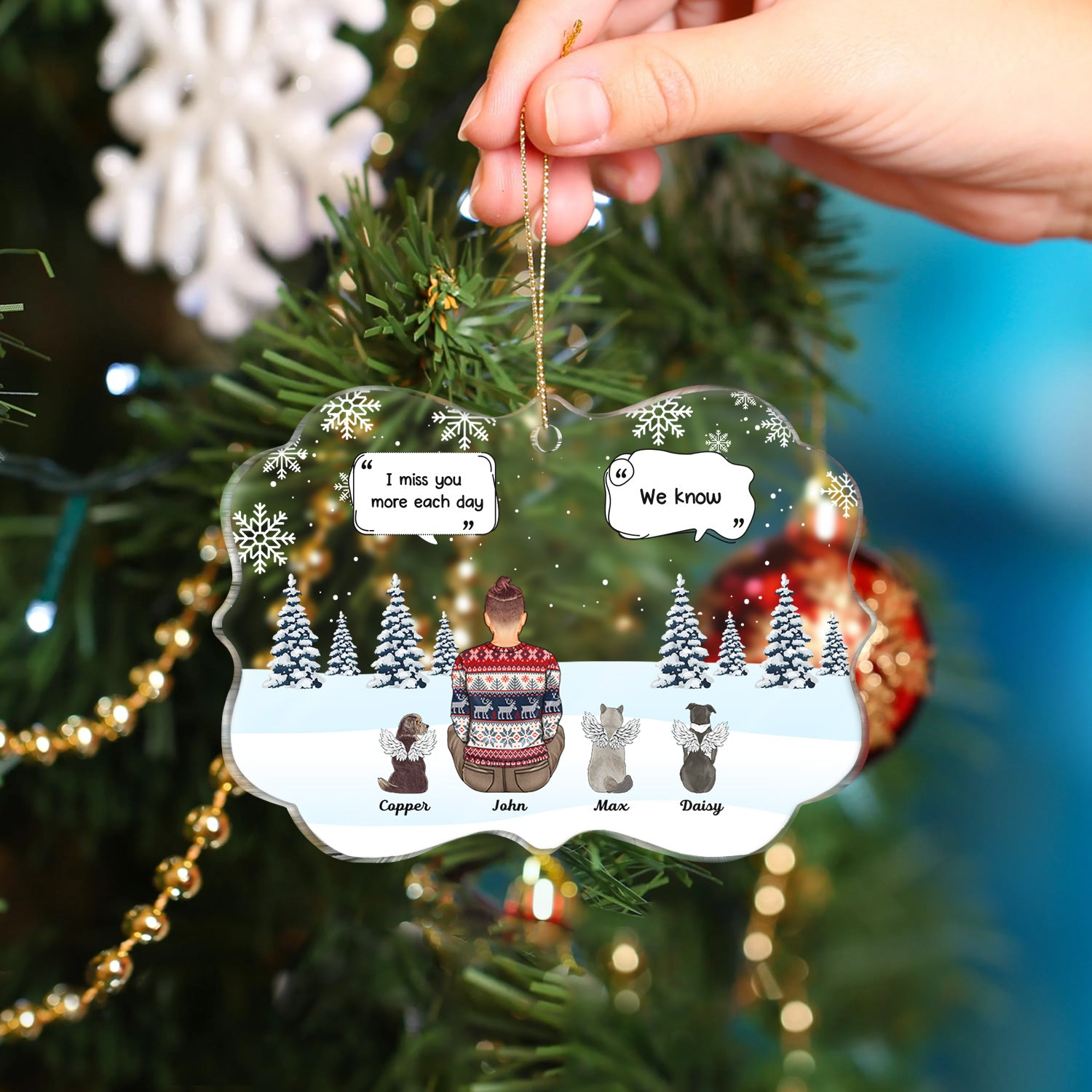 I Miss You - Personalized Medallion Acrylic Ornament - Christmas Memorial Gift For Pet Lovers, Dog Mom, Dog Dad, Cat Mom, Cat Dad