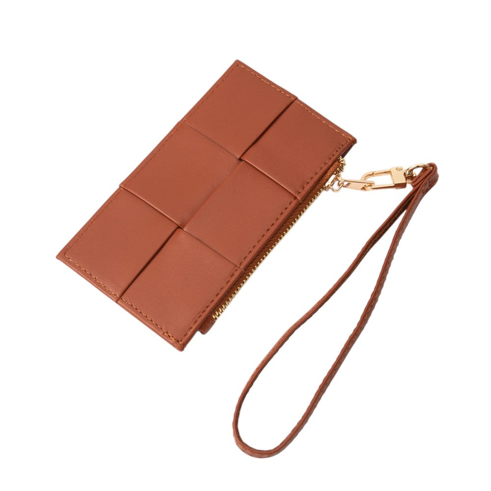 Faux Leather Weave Flat  Coin Wallet
