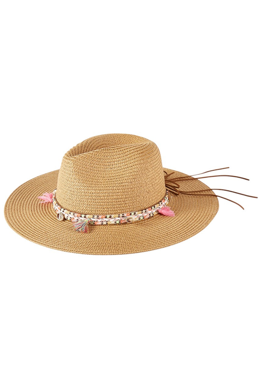 Boho Tassel Multi Color Band Summer Straw Sun Hat