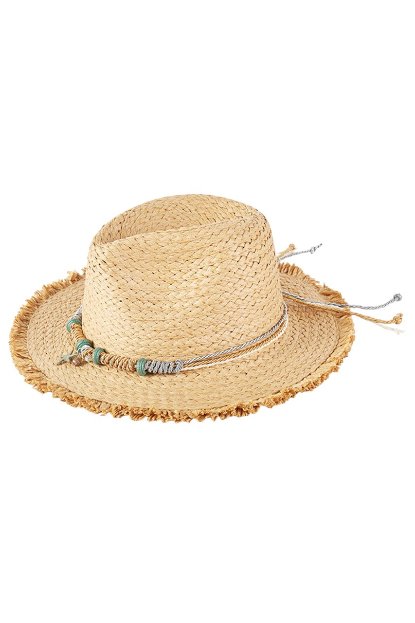 Braided Starfish Band Frayed Straw Summer Sun Hat