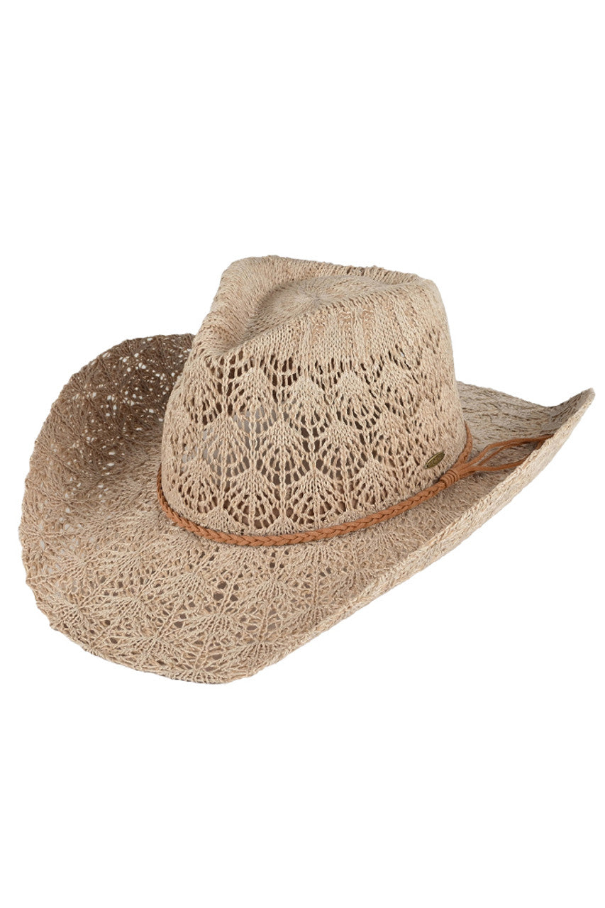 C.C Horseshoe Lace Knitting Cowboy Hat