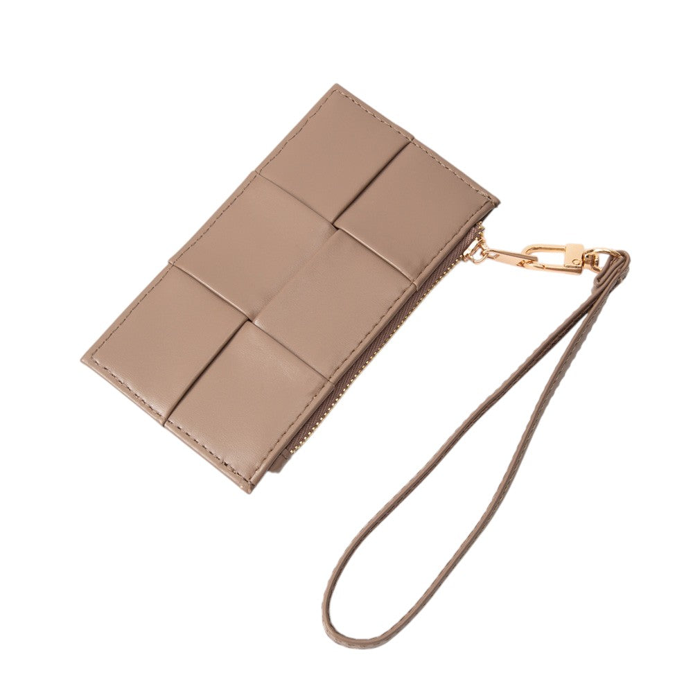 Faux Leather Weave Flat  Coin Wallet