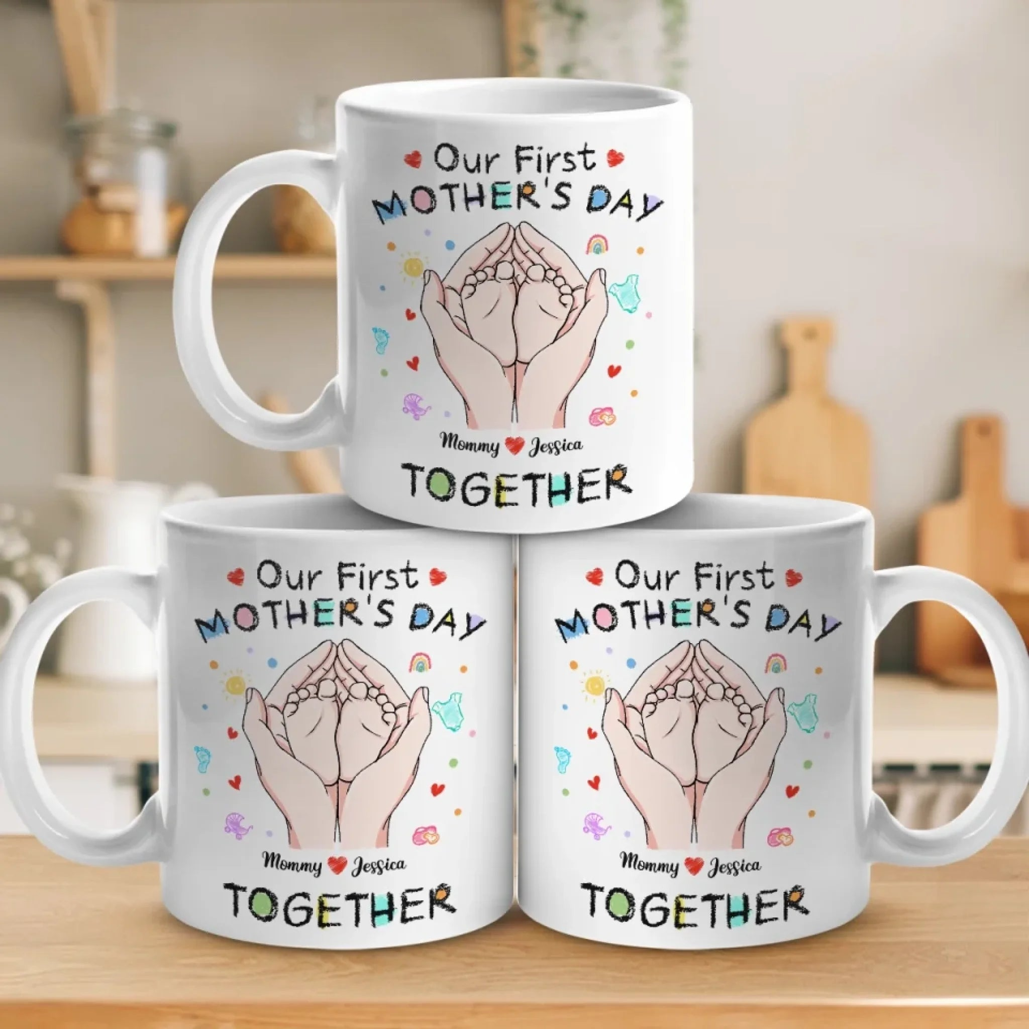Tiny Toes, Big Love - Personalized Custom Mug - First Mother's Day, Gift For First Mom, Newborn Baby