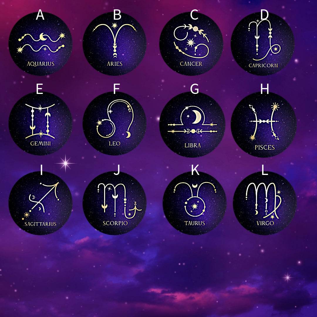Zodiac Stars Constellation Round Key Chain (Multiple Designs Available)