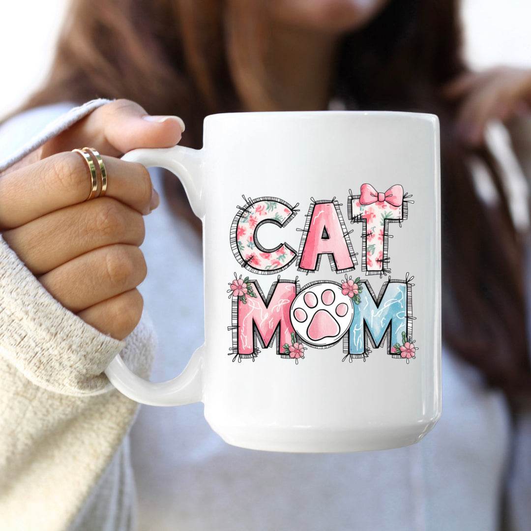 Cat Mom Patchwork 11oz or 15oz Mug