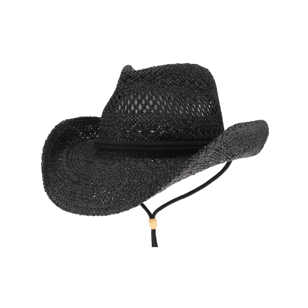 C.C Solid Cowboy Hat with Chin Strap