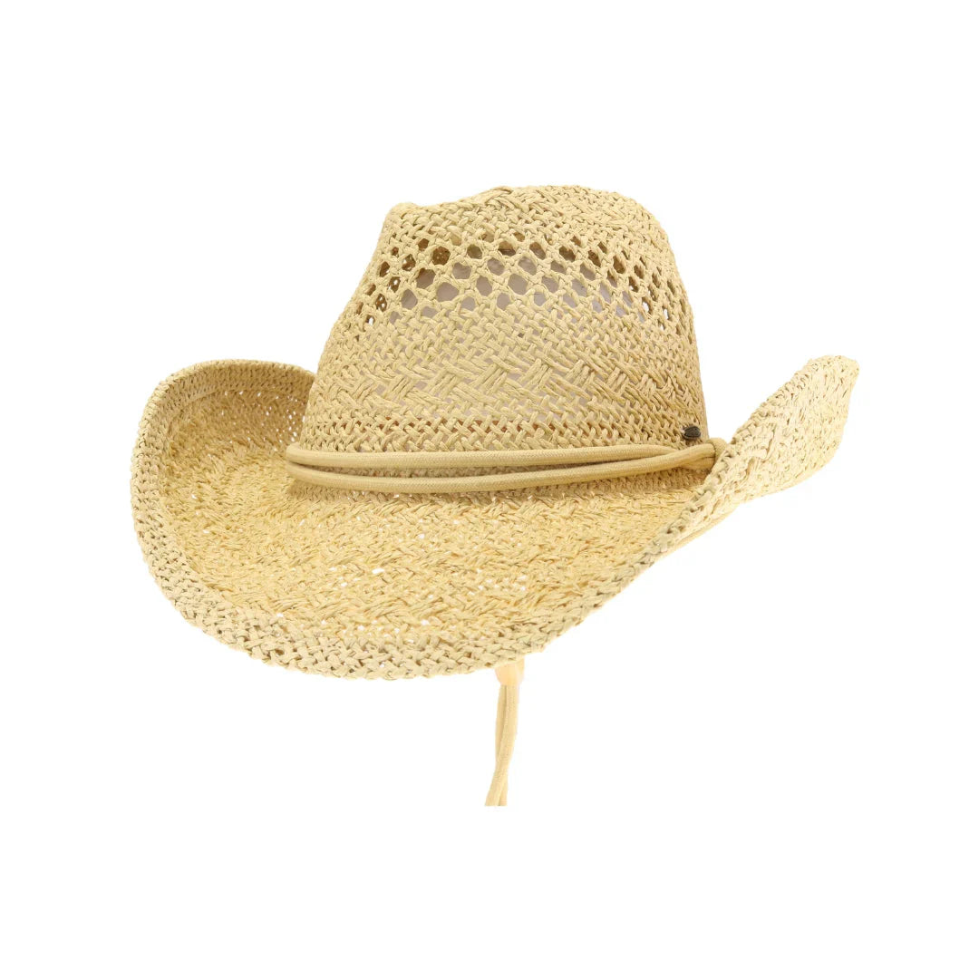C.C Solid Cowboy Hat with Chin Strap