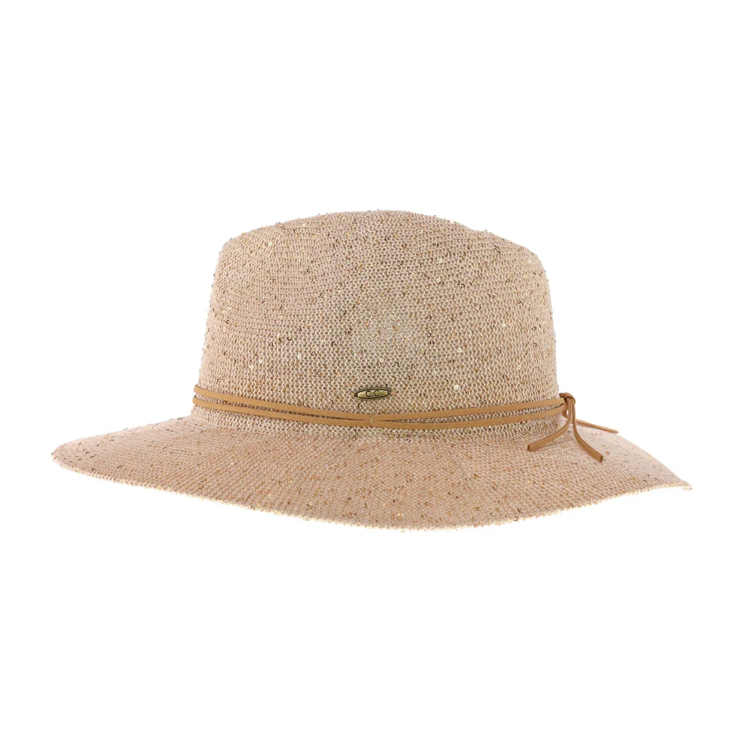 C.C Knitted Panama Hat with Sequins