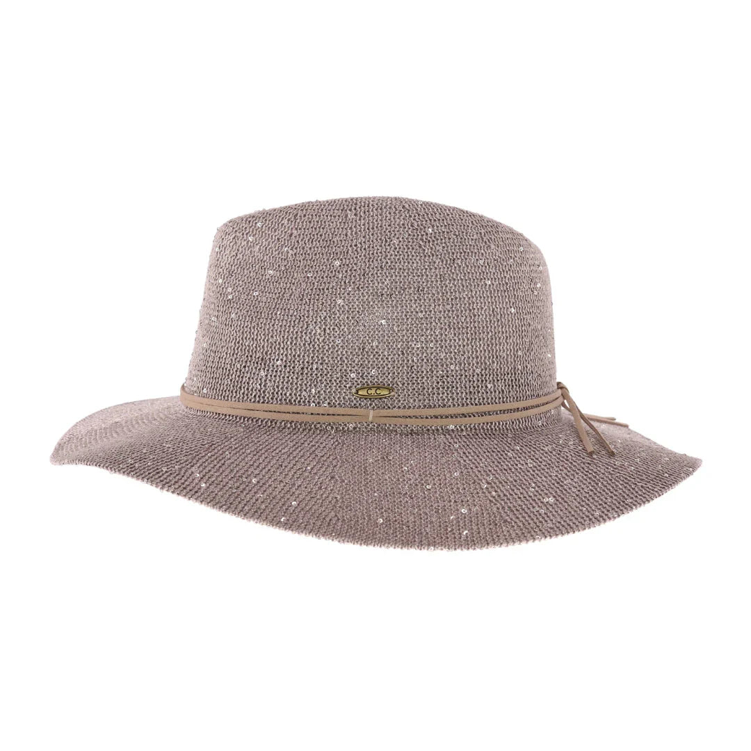 C.C Knitted Panama Hat with Sequins