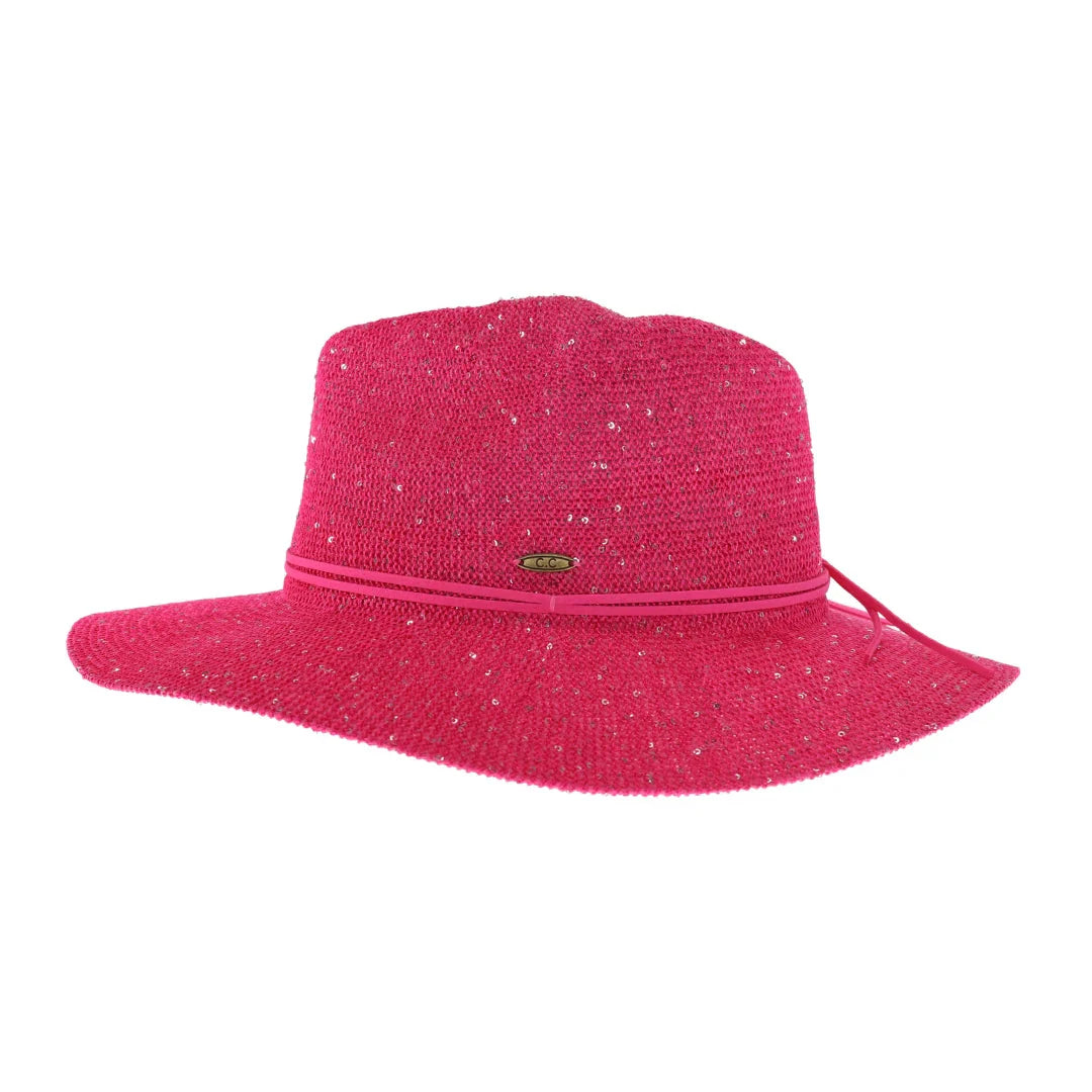 C.C Knitted Panama Hat with Sequins