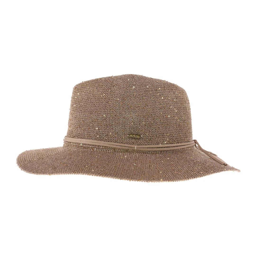 C.C Knitted Panama Hat with Sequins