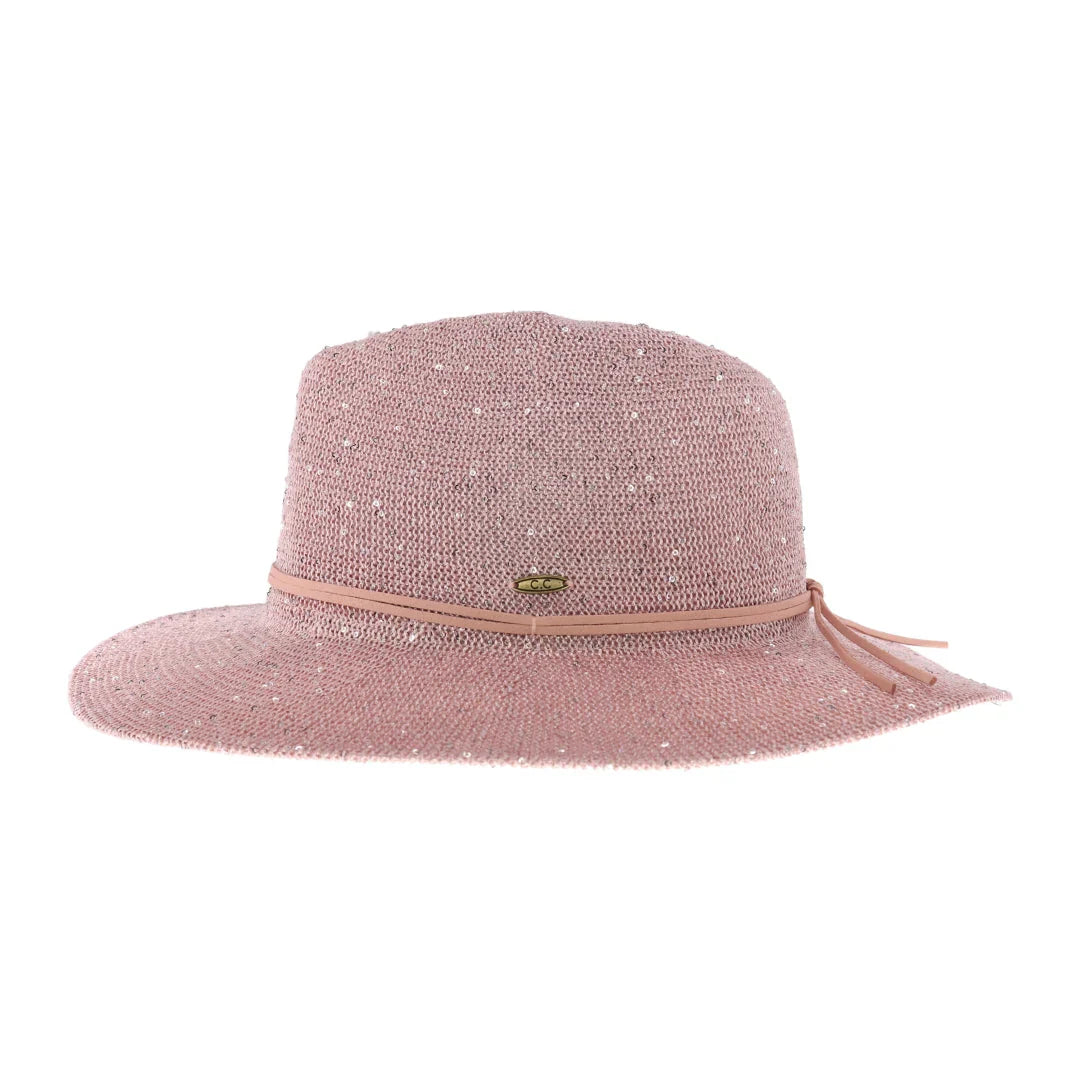 C.C Knitted Panama Hat with Sequins
