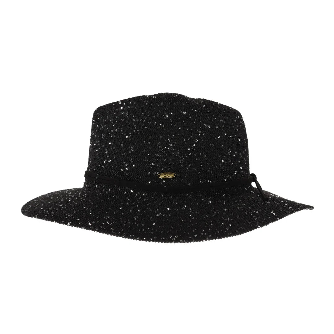 C.C Knitted Panama Hat with Sequins